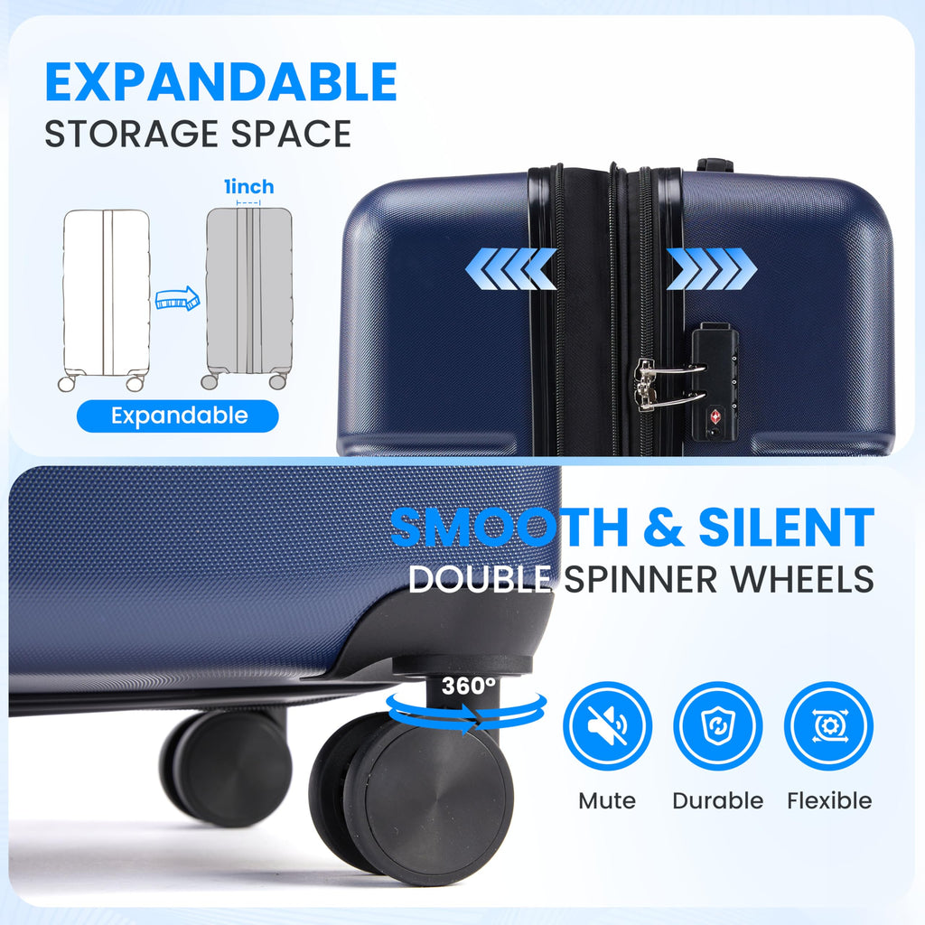 20 Inch Expandable Hardside Carry On with Spinner Wheels Blue N749