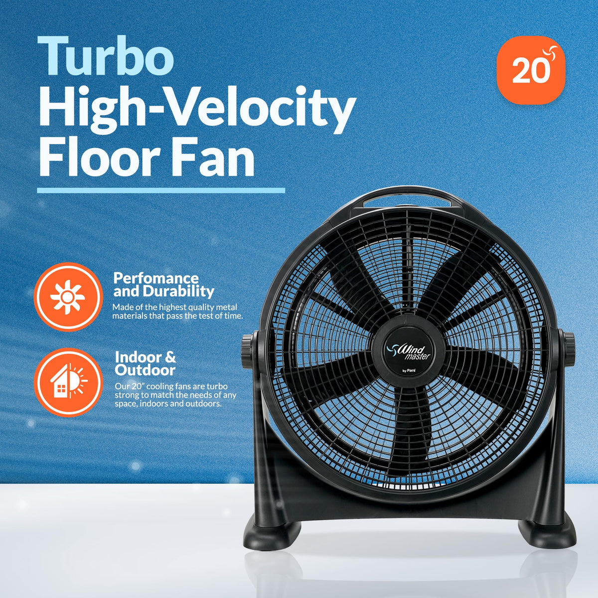 20 in High-Velocity 3 Speed Adjustable Floor Fan N985