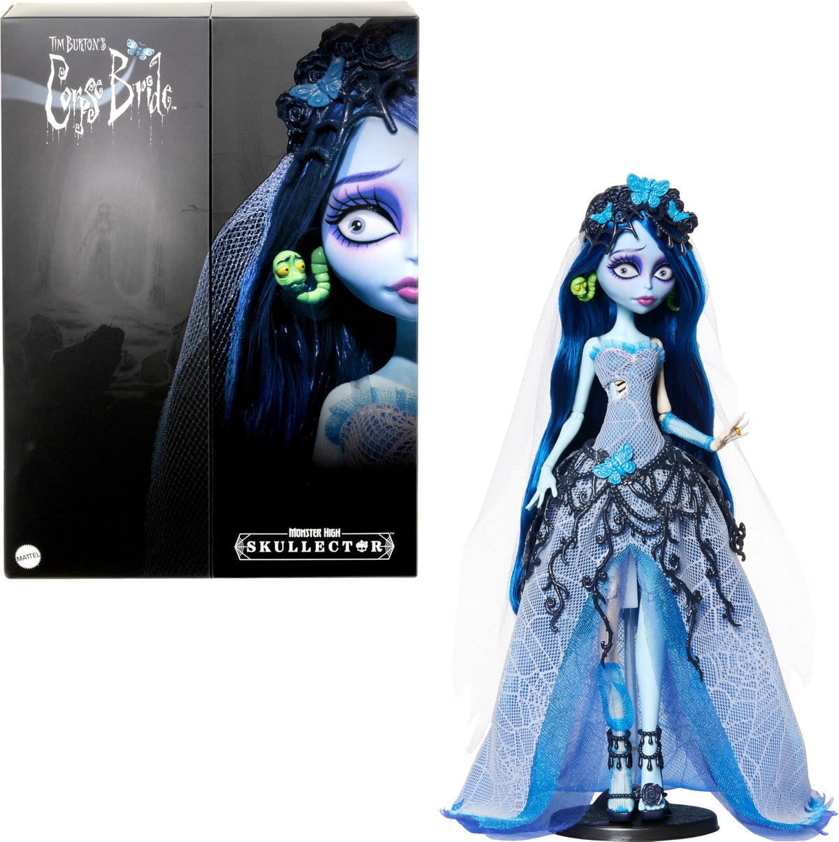 Corpse Bride Emily Doll in Spiderweb Wedding Dress with Accessories G9510