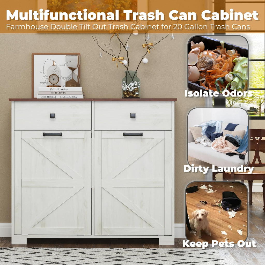 White 20 Gallon Tilt Out Trash Cabinet E5834