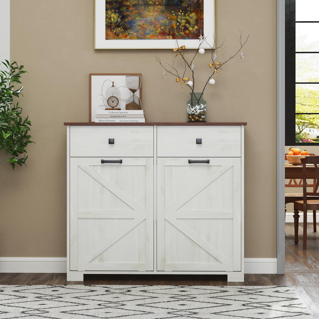 White 20 Gallon Tilt Out Trash Cabinet E5834