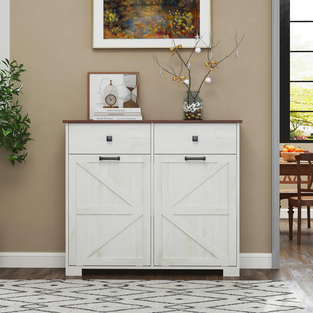 White 20 Gallon Tilt Out Trash Cabinet E5834