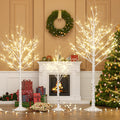 Lighted Birch Tree Set of 3, 464 LEDs Warm White 4 FT 6 FT 8 FT E86558